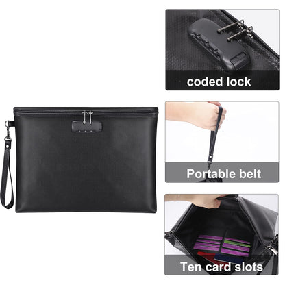 ZOOPIP Fireproof Document Bag with Lock – A4 14.3x10.2 in, Waterproof & 2000°F