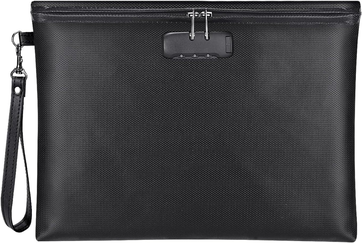 ZOOPIP Fireproof Document Bag with Lock – A4 14.3x10.2 in, Waterproof & 2000°F